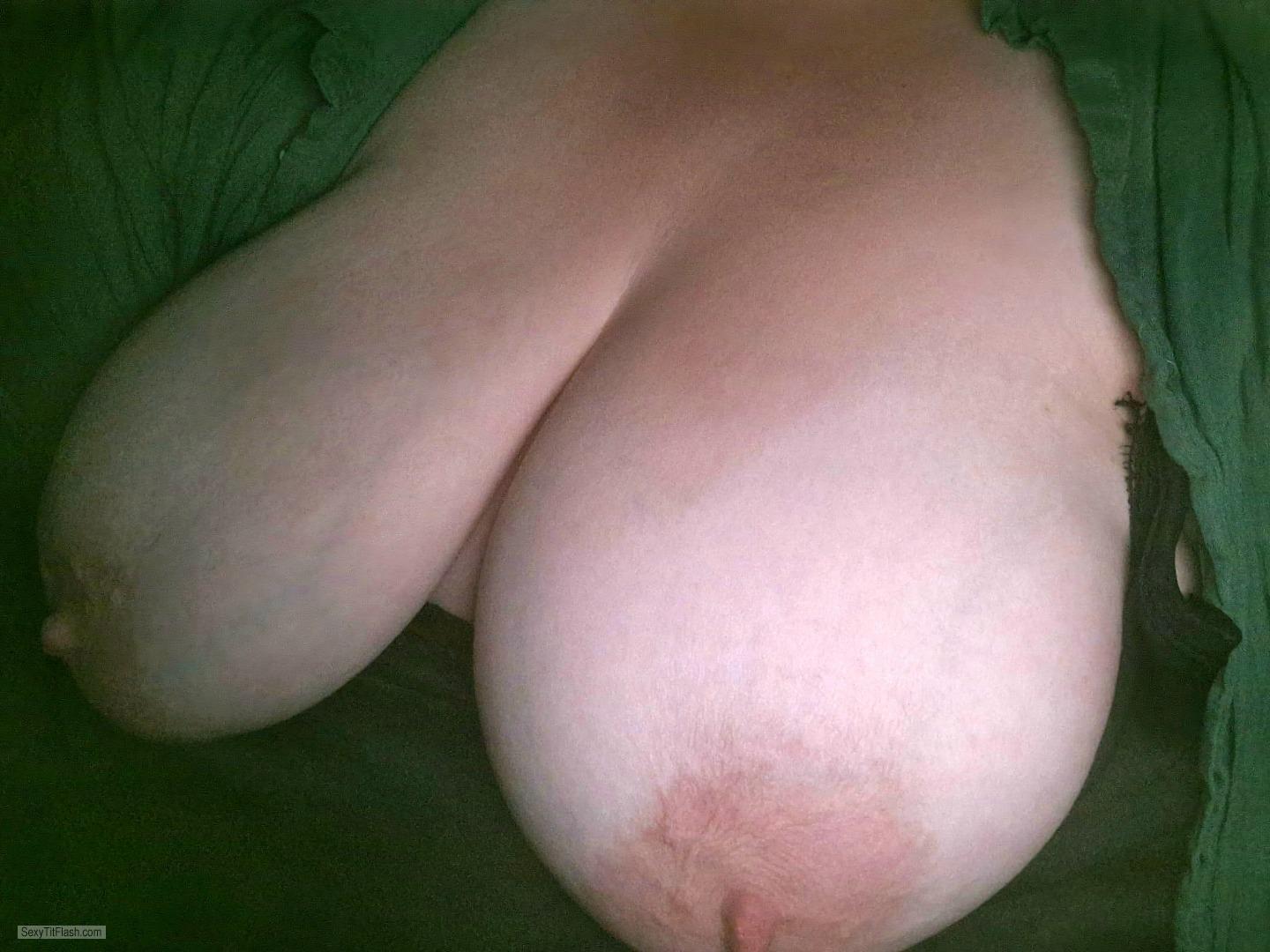 Tit Flash: My Big Tits (Selfie) - Topless Big Natural Boobs from United Kingdom